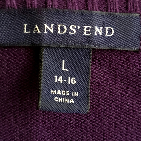 Lands' End Argyle Cardigan Purple Size L - Picture 2 of 9